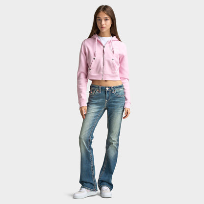 True Religion Women's Big T Shrunken Zip Up / Roseate Spoonbill