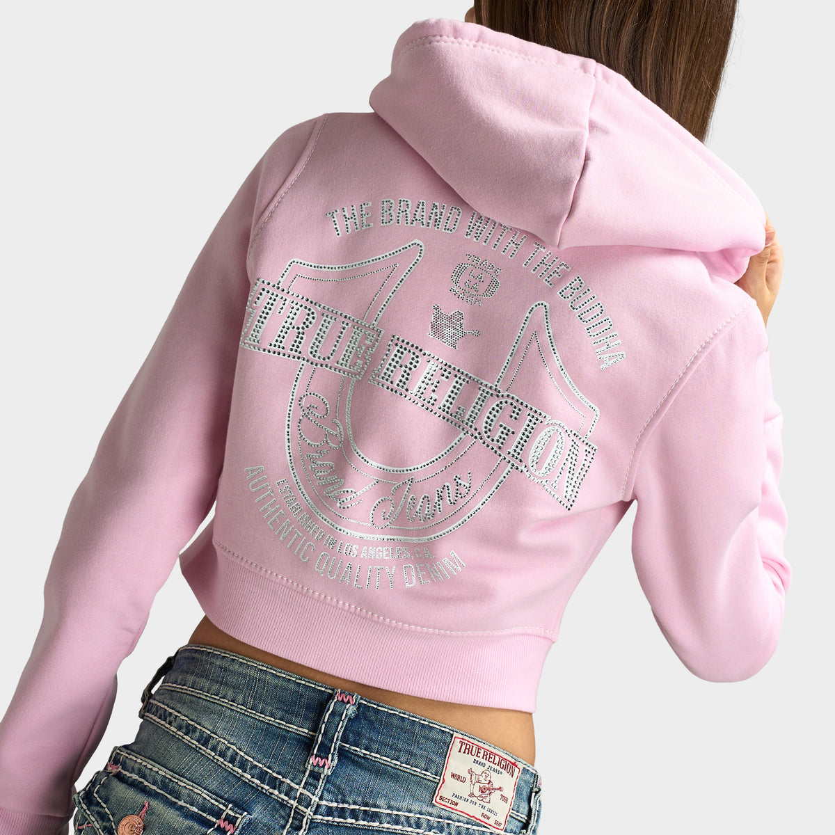 True Religion Women's Big T Shrunken Zip Up / Roseate Spoonbill