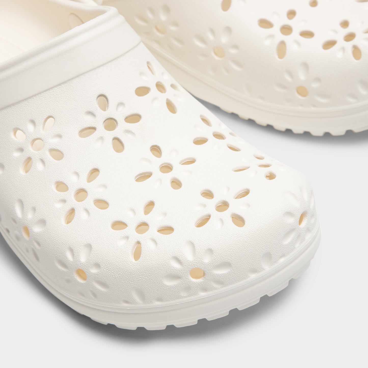 Crocs Women's Classic Floral Cut Out Clog / Chalk