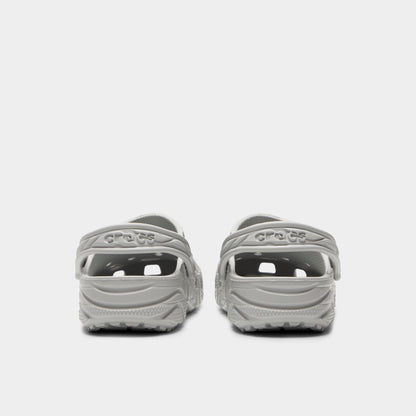 Crocs Classic Erosion Clog. Rear view of atmosphere clogs with lowered heel straps, rounded heels and textured soles.