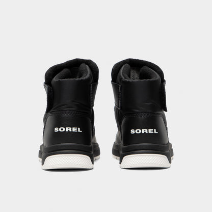 Sorel Children's Whitney 3 Strap Mid Waterproof Boots Black / Sea Salt