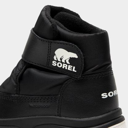 Sorel Children's Whitney 3 Strap Mid Waterproof Boots Black / Sea Salt