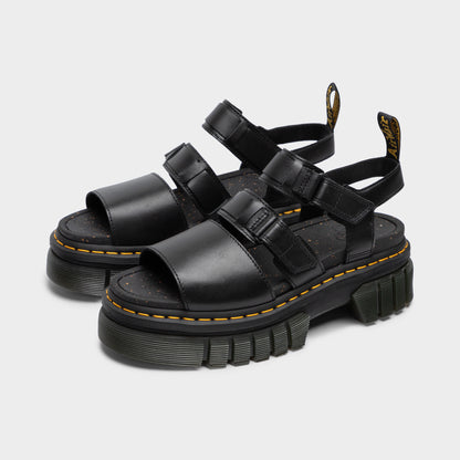 Dr. Martens Femmes Ricki Nappa Lux à 3 bandes Sandale / Noir