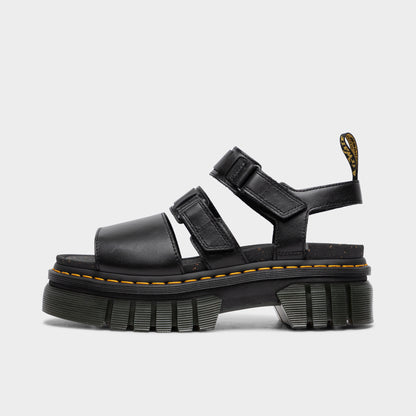 Dr. Martens Femmes Ricki Nappa Lux à 3 bandes Sandale / Noir
