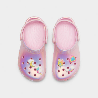 Crocs Children's Classic Unicorn Iridescent Shimmer Clog / Pink Milk