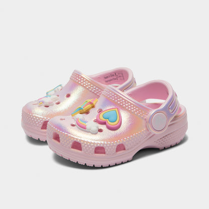 Sabots Crocs Classic Unicorn Iridescent Shimmer pour tout-petits / Rose lait