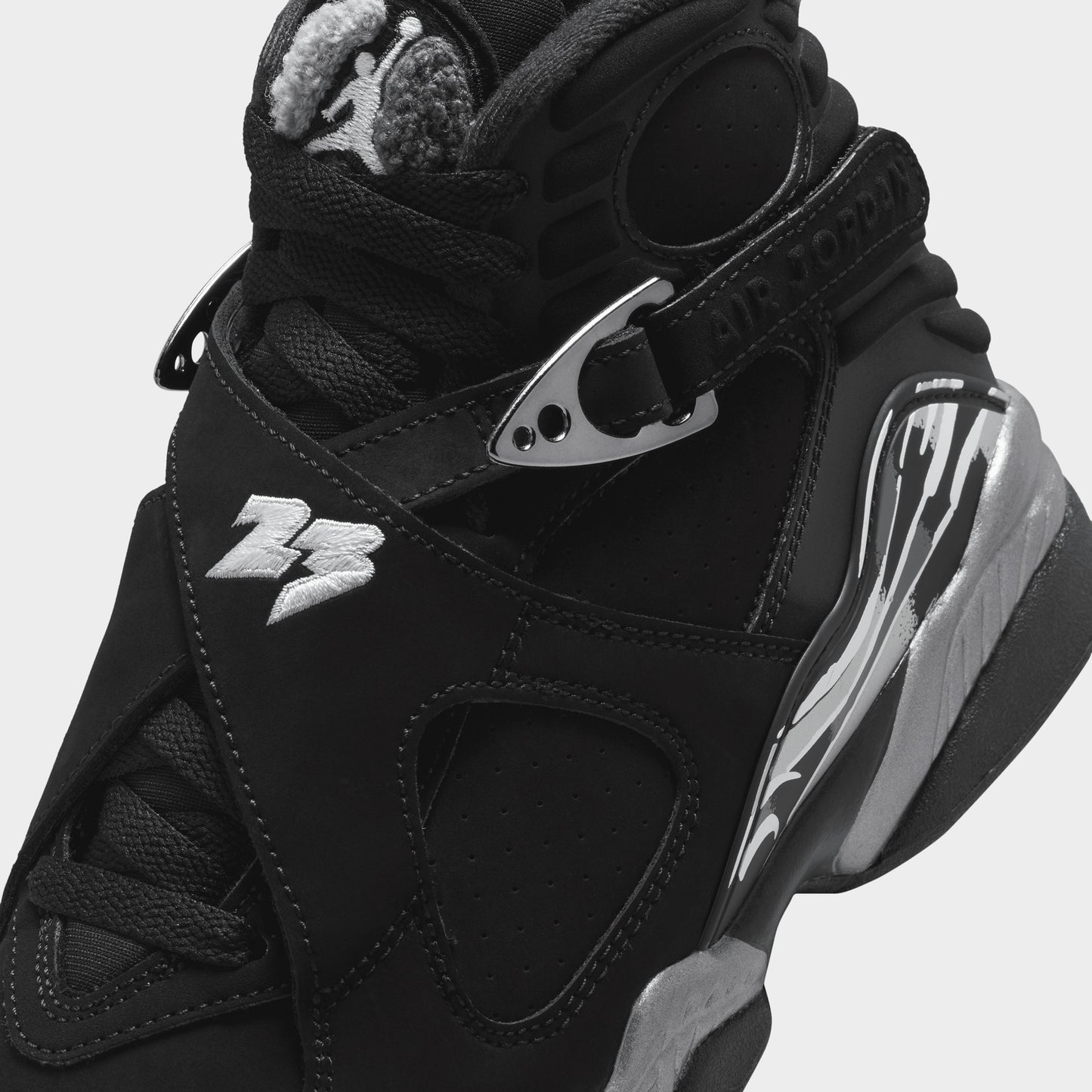 Jordan 8 Retro GS Noir / Blanc - Gris clair