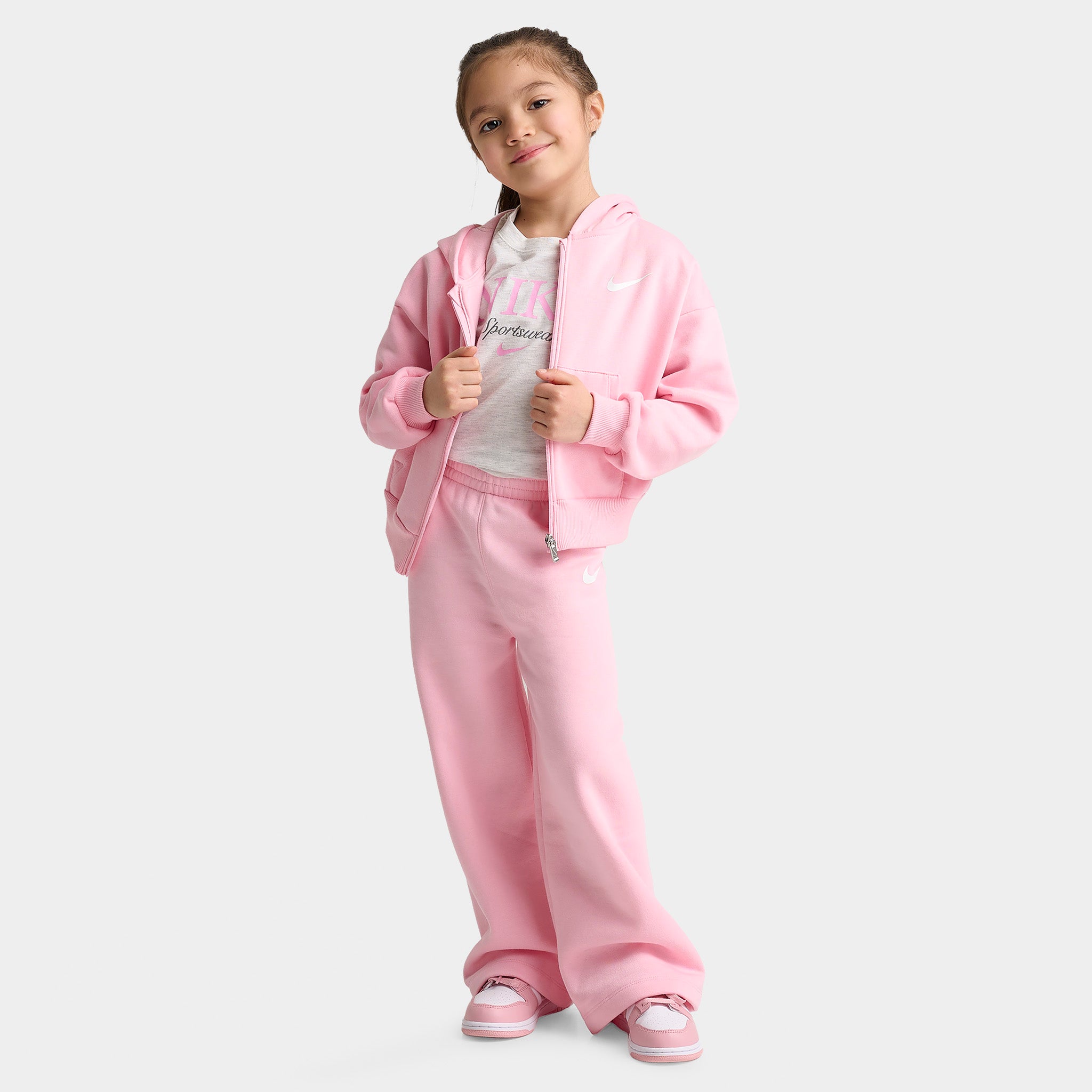 Nike Children's Fullzip Hoodie Wide Leg Pant Set / Medium Soft