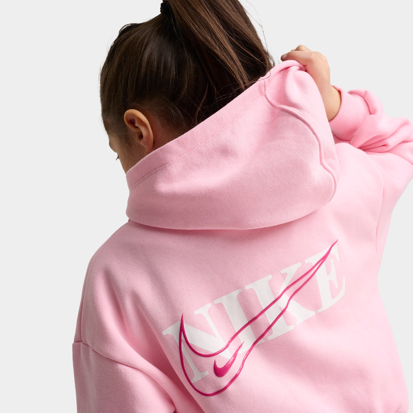 Nike Enfants Ensemble chandail à capuchon zippé et pantalon large / Rose moyen doux