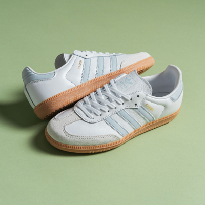 adidas Juniors' Samba OG "White / Halo Blue - Gum" on sale right now. Shop adidas sale now at JD Sports. 