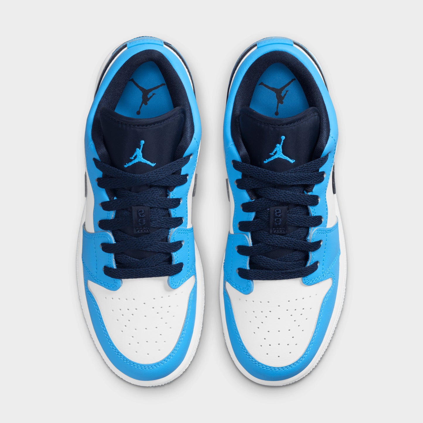 Jordan 1 Low GS White / Dark Powder Blue - Obsidian