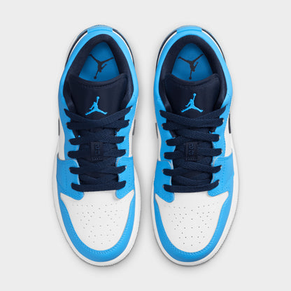Jordan 1 Low GS White / Dark Powder Blue - Obsidian