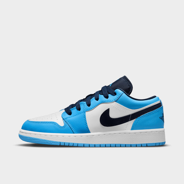 Jordan 1 Low GS White / Dark Powder Blue - Obsidian – JD Sports
