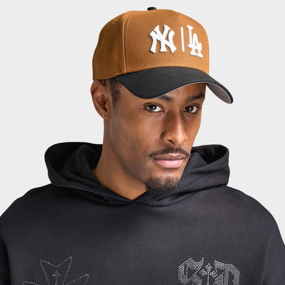 New Era Yankees Dodgers Mix Logo 9FORTY AF Khaki / Black