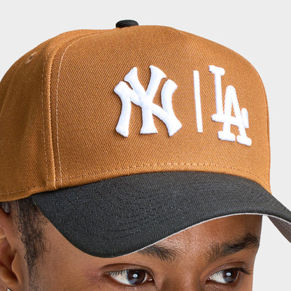 New Era Yankees Dodgers Mix Logo 9FORTY AF Khaki / Black