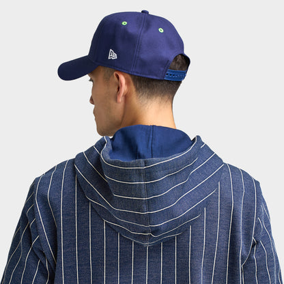 New Era Seattle Seahawks 9FORTY AF. Back view of model wearing navy cap with adjustable closure and structured crown.