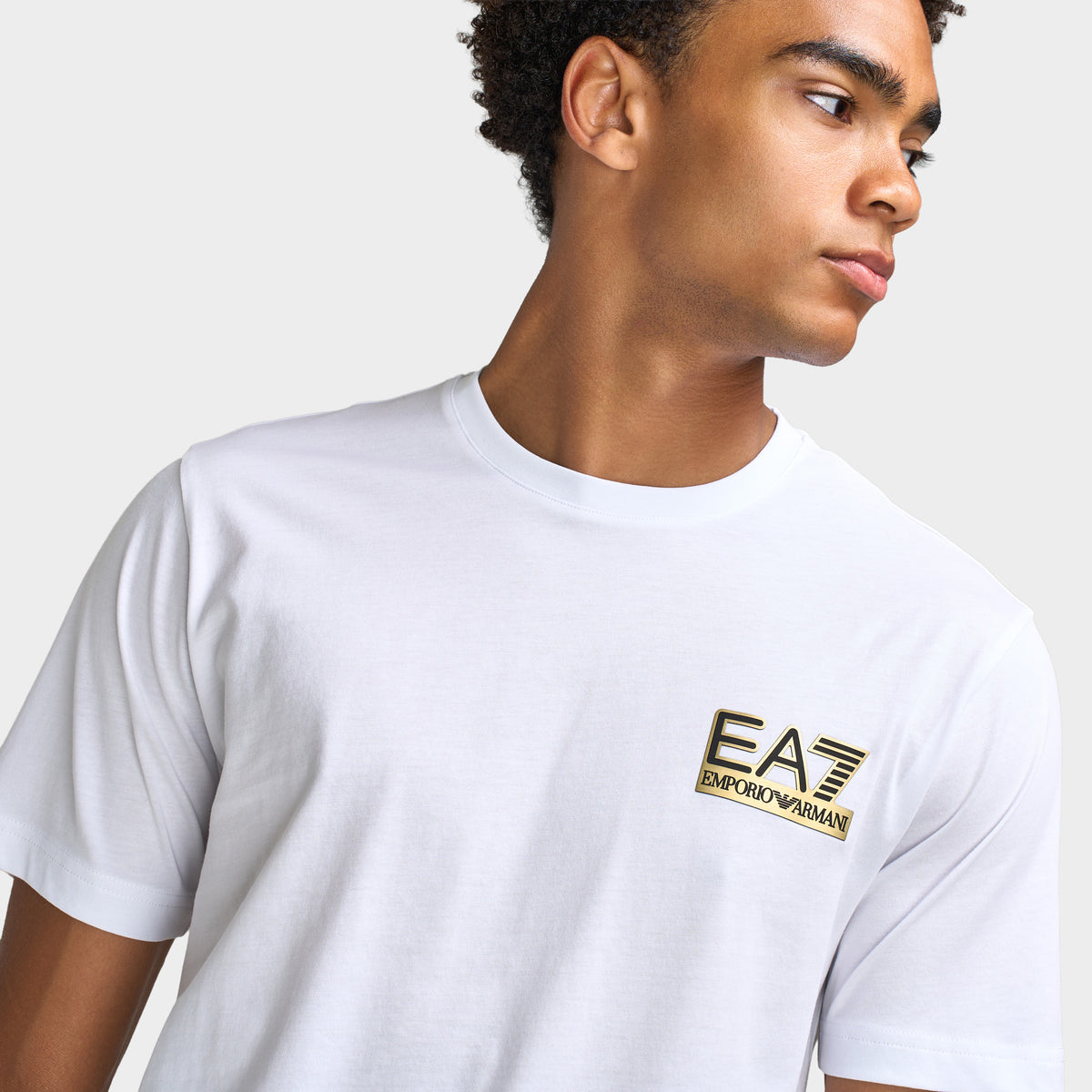EA7 T-shirt Blanc / Or