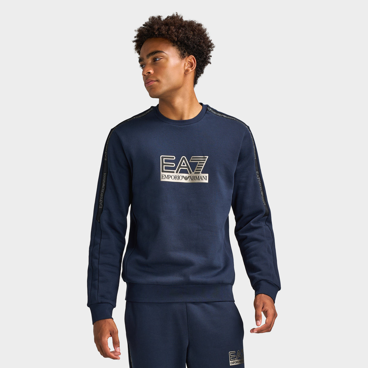 EA7 Chandail à Col Rond / Bleu Armani