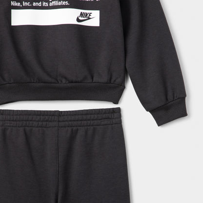 Nike Sportswear Children's GFX PO Fleece Pant Set Black / White - Volt