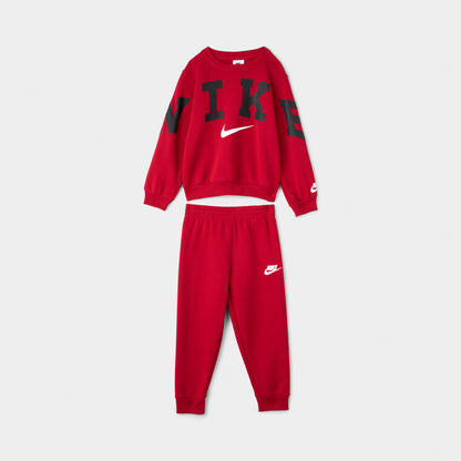 Nike Children's Fleece Crew Jogger Set / Gym Red