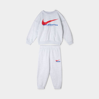 Nike Children's Swoosh Fleece Crew Pant Set / Birch Heather