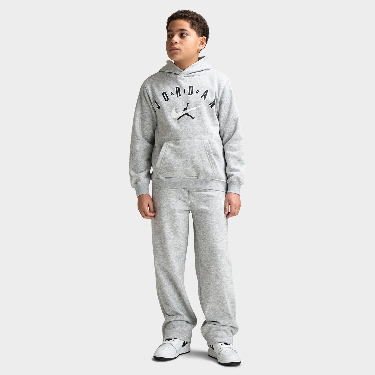 Jordan Juniors' Brand Arch Pullover Hoodie / Grey Marl