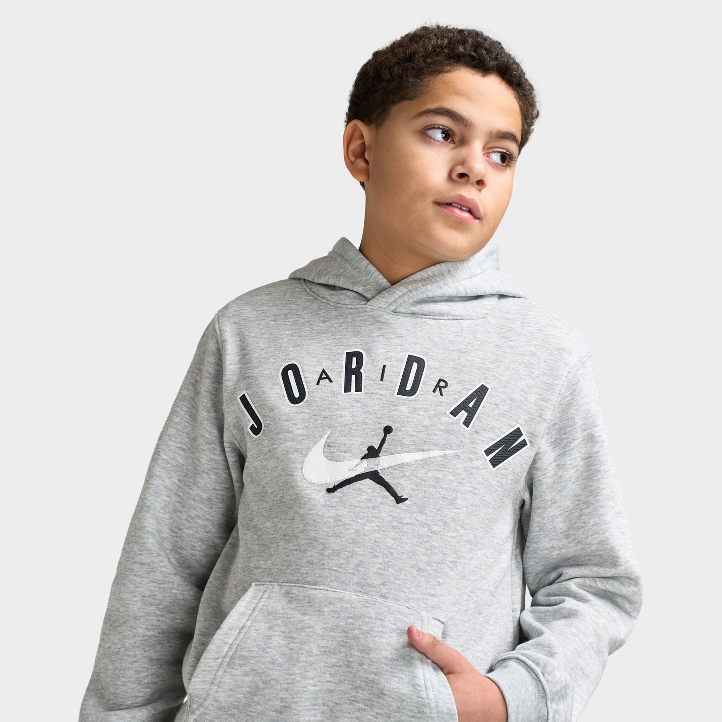 Jordan Juniors' Brand Arch Pullover Hoodie / Grey Marl
