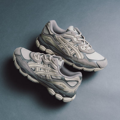 ASICS Gel-NYC “Cream / Oyster Grey” shoe. Shop Asics now at JD Sports.