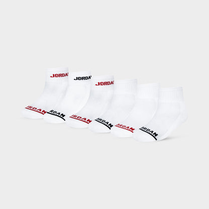 Jordan Legend Juniors' (6 Pack) Ankle Sock White / Black - Gym Red