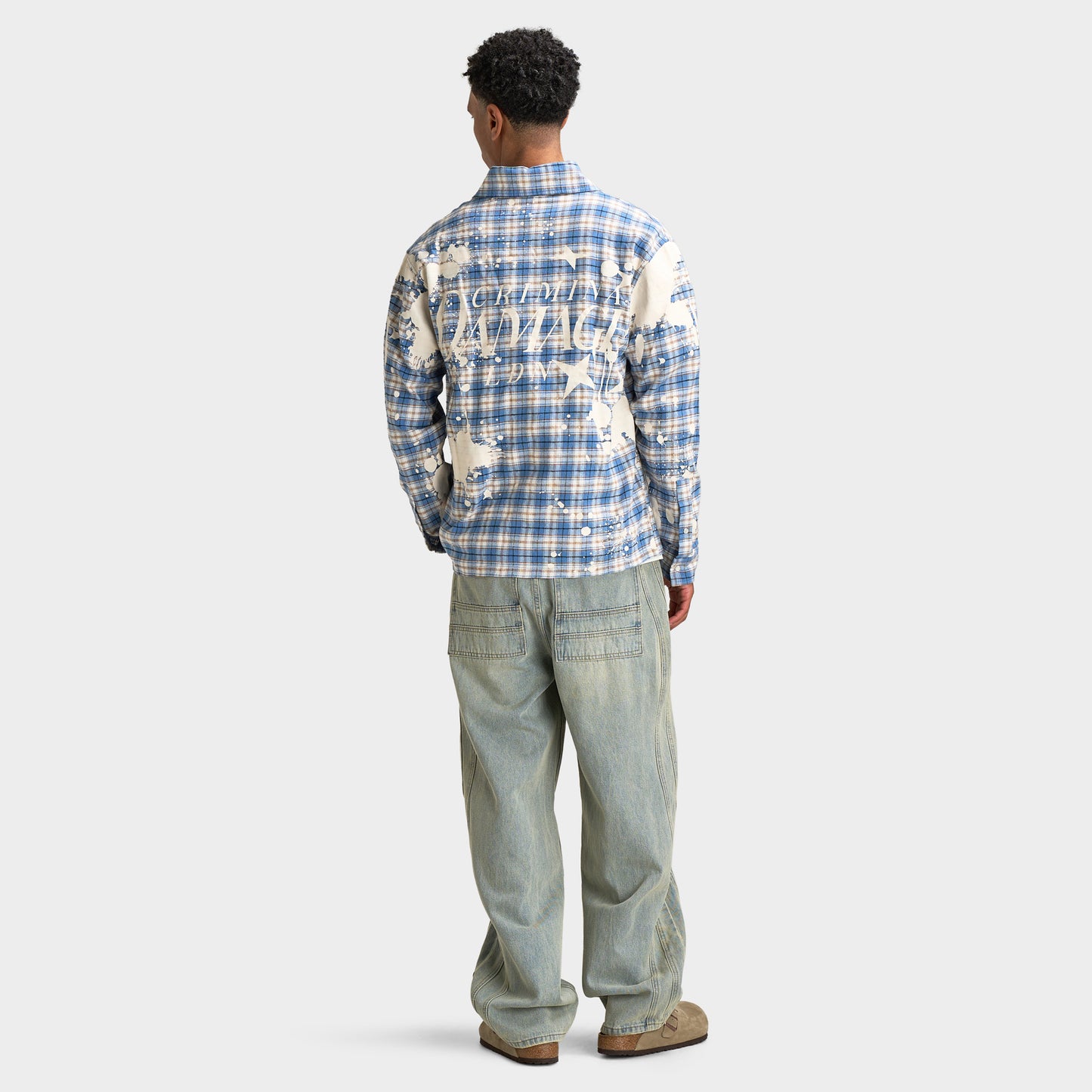 Criminal Damage Mens' Bleached Plaid Shirt / Blue