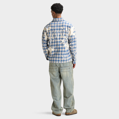 Criminal Damage Mens' Bleached Plaid Shirt / Blue