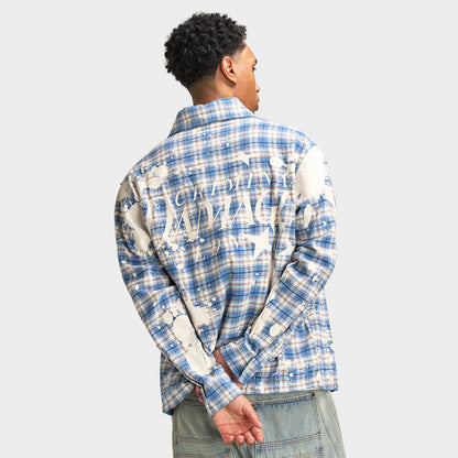 Criminal Damage Mens' Bleached Plaid Shirt / Blue