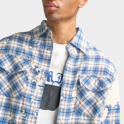 Criminal Damage Mens' Bleached Plaid Shirt / Blue
