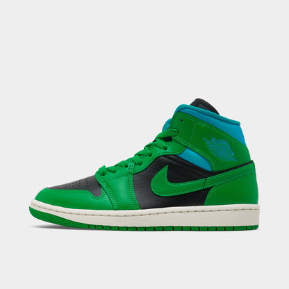 Jordan Women's 1 Mid Noir / Vert Chanceux - Aquatone