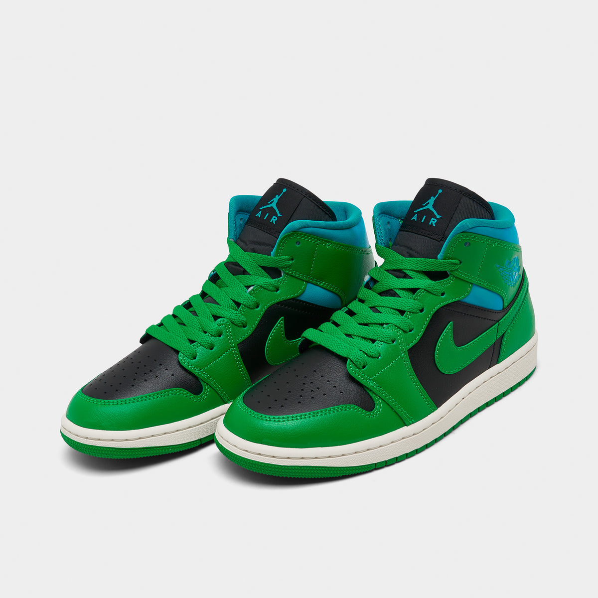 Jordan Women's 1 Mid Noir / Vert Chanceux - Aquatone