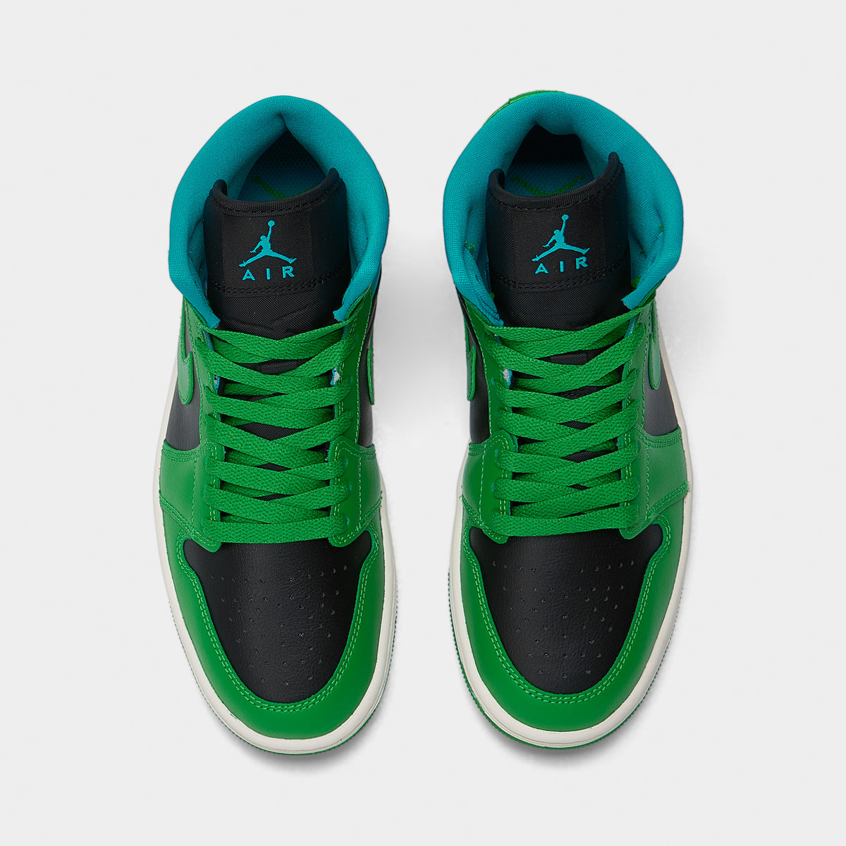 Jordan Women's 1 Mid Noir / Vert Chanceux - Aquatone