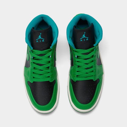 Jordan Women's 1 Mid Noir / Vert Chanceux - Aquatone