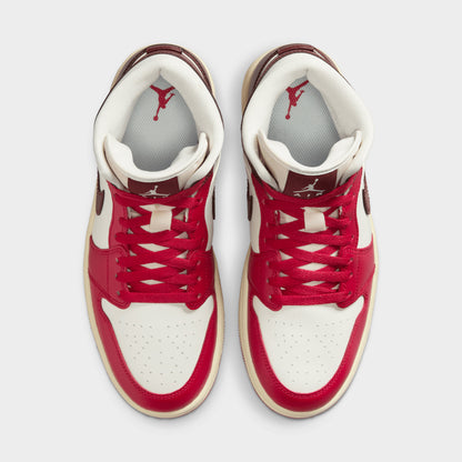 Jordan 1 Mid pour femme, voile/rouge foncé - Mystic Hibiscus