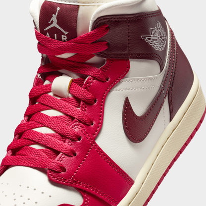 Jordan 1 Mid pour femme, voile/rouge foncé - Mystic Hibiscus