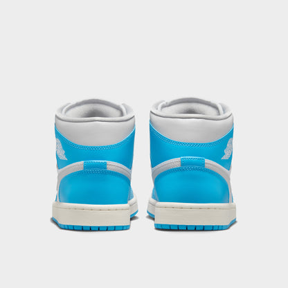 Jordan Women's 1 Mid Dark Powder Blue / Neutral Grey - White