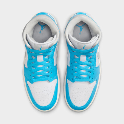 Jordan Women's 1 Mid Dark Powder Blue / Neutral Grey - White