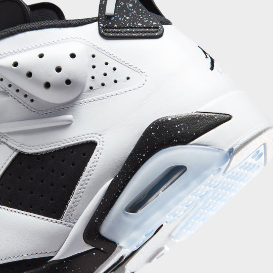 Jordan 6 Retro GS. Close-up of the heel and midsole showing black and chrome accents, the visible Air unit and translucent outsole edge.