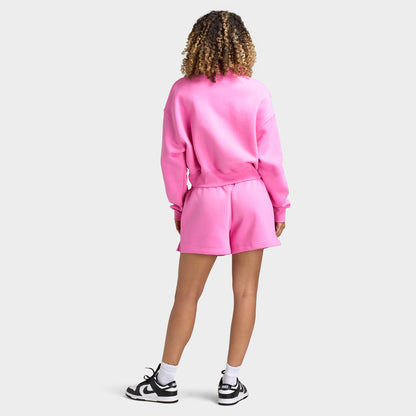 Nike Sportswear Femmes Phoenix Fleece Chandail court demi-zippé Rose ludique / Voile
