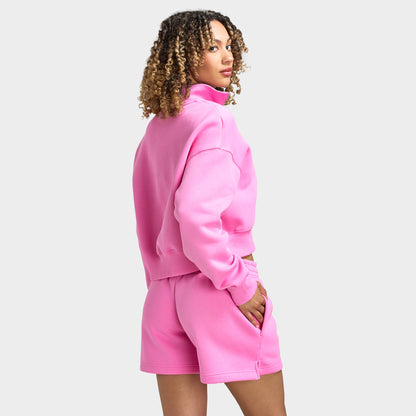 Nike Sportswear Femmes Phoenix Fleece Chandail court demi-zippé Rose ludique / Voile