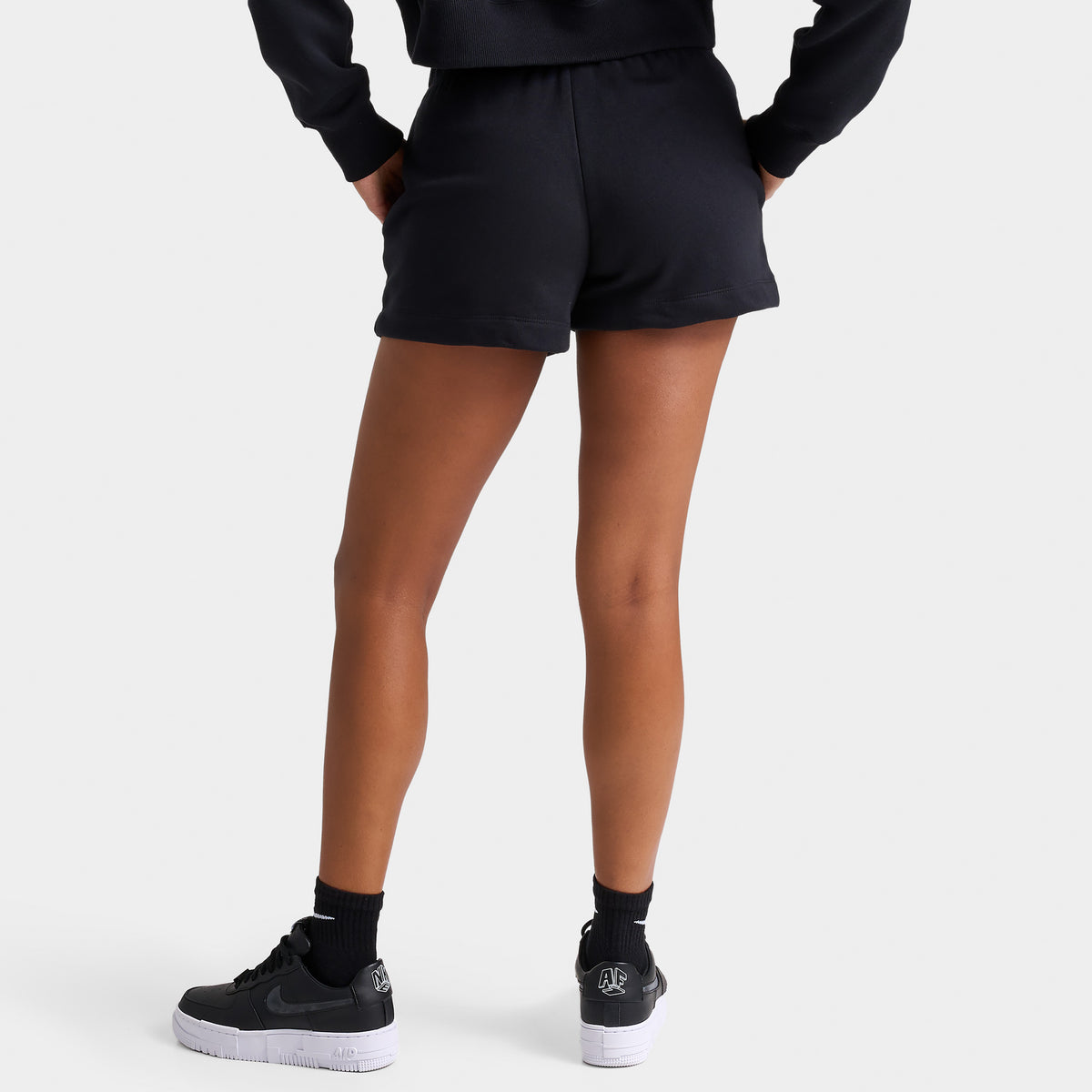 Fleece Mid Rise Short Nike Sportswear Women's Club Fleece Mid-Rise Shorts Black / White – JD ...