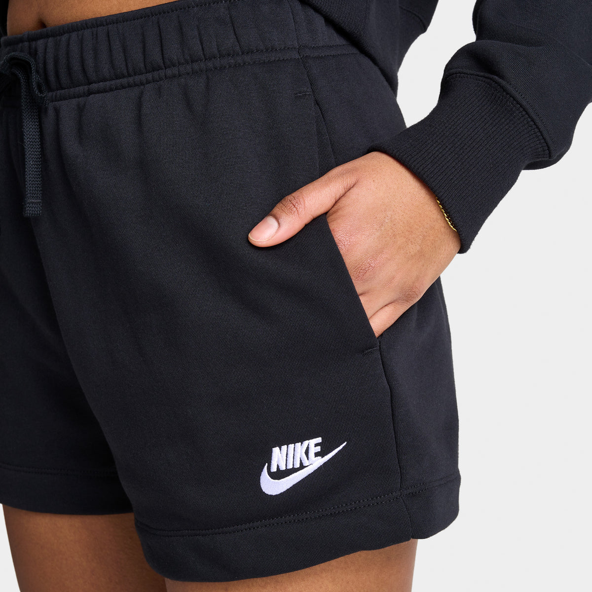 Fleece Mid Rise Short Nike Sportswear Women's Club Fleece Mid-Rise Shorts Black / White – JD ...