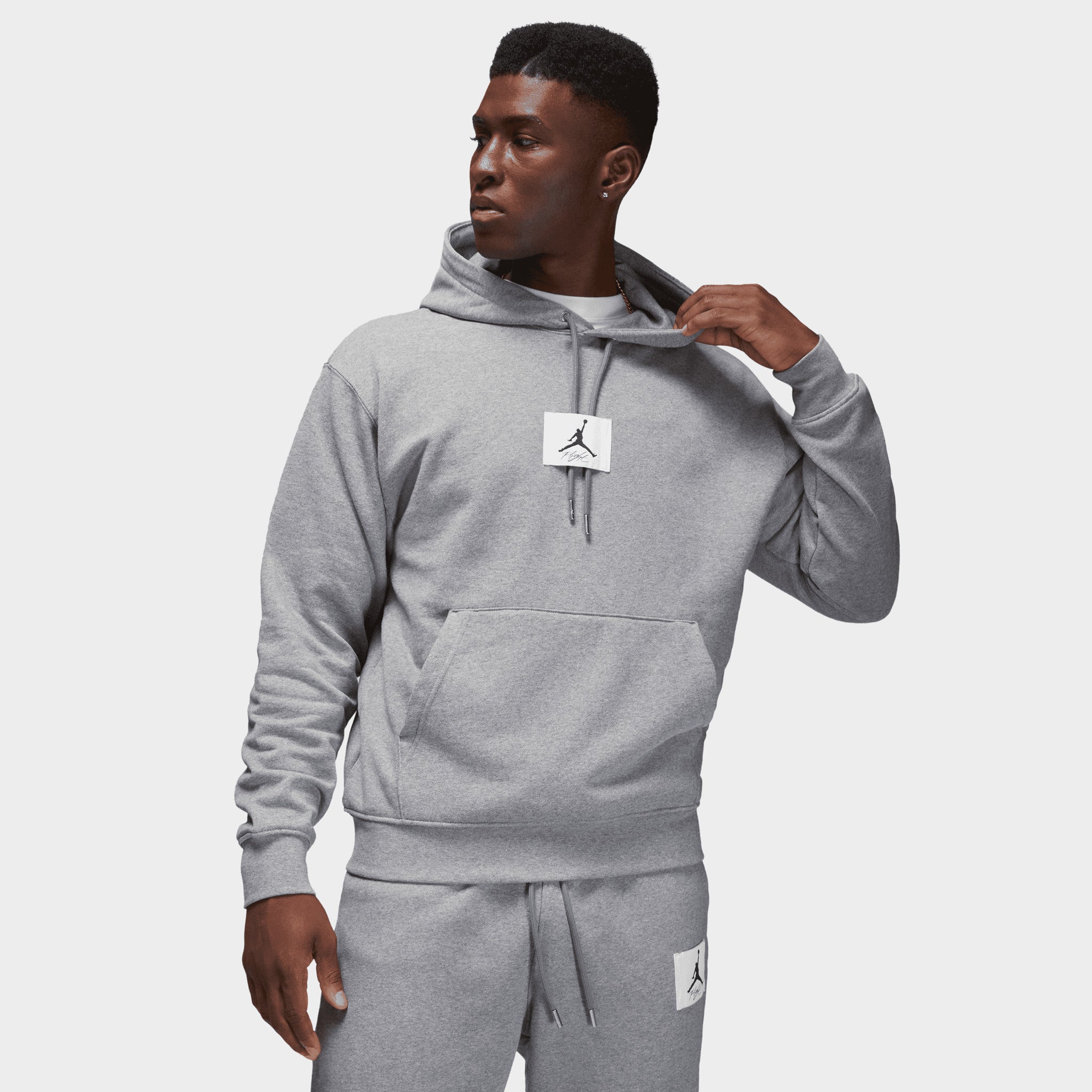 Jordan Flight Fleece Pullover Hoodie Carbon Heather / Sail | JD