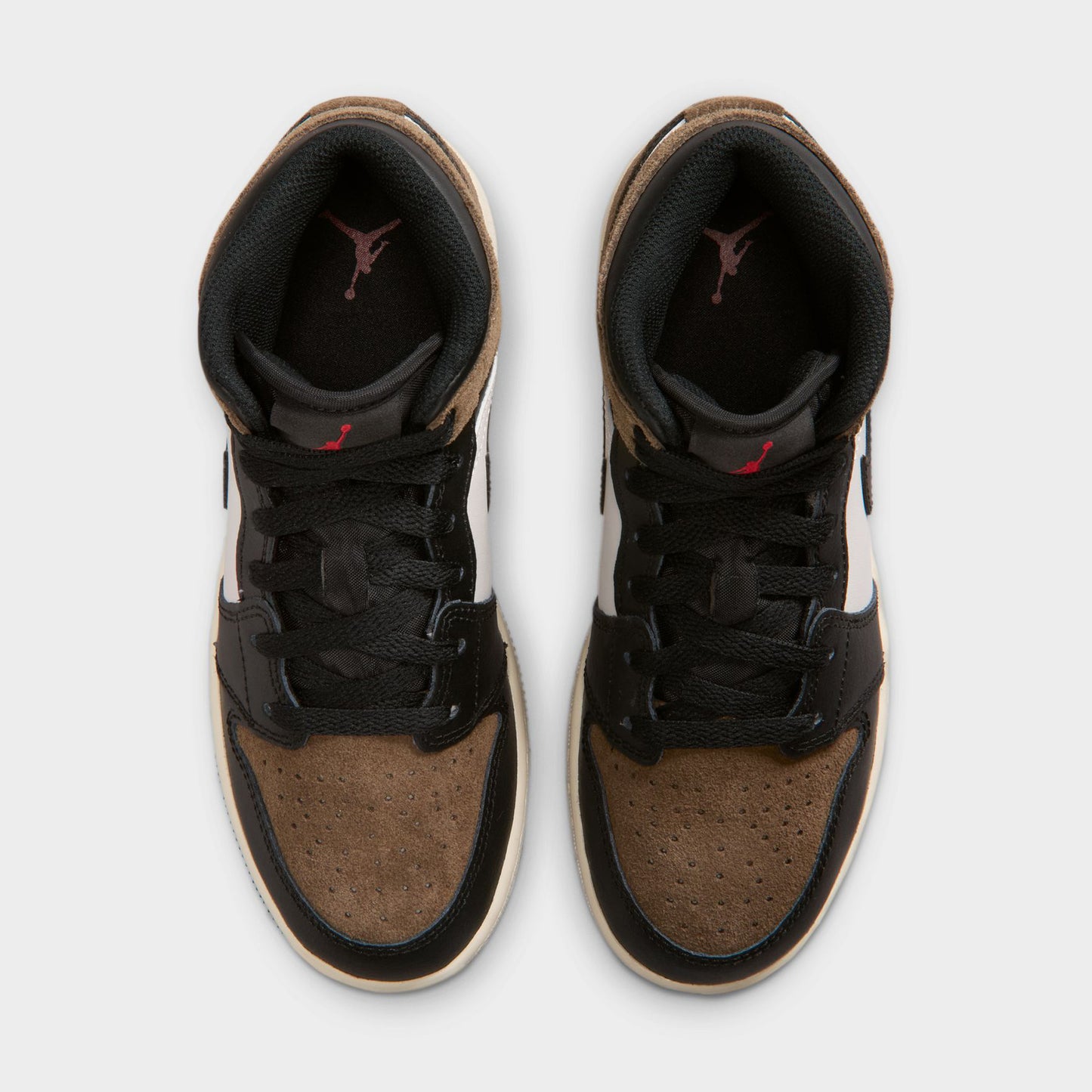 Jordan 1 Mid GS Noir / Phantom Palomino - Rouge Université