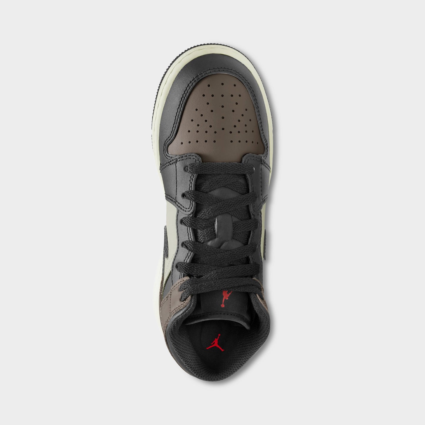 Jordan 1 Mid GS Noir / Phantom Palomino - Rouge Université