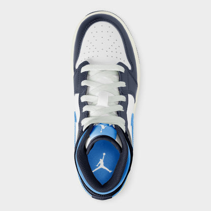 Jordan 1 Mid GS Midnight Navy / University Blue - White